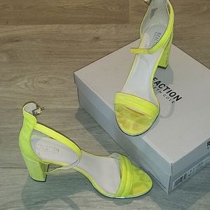 Neon Yellow Block Heel